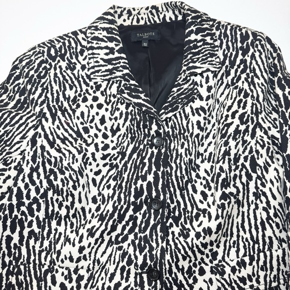 Talbots Animal Print Jacket Blazer 16W Cotton Blend Lined 3/4 Sleeves Career - Picture 3 of 9